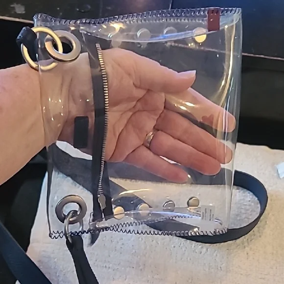 Clear and Dark Navy Blue Hammitt Crossbody Bag - Picture 3 of 10